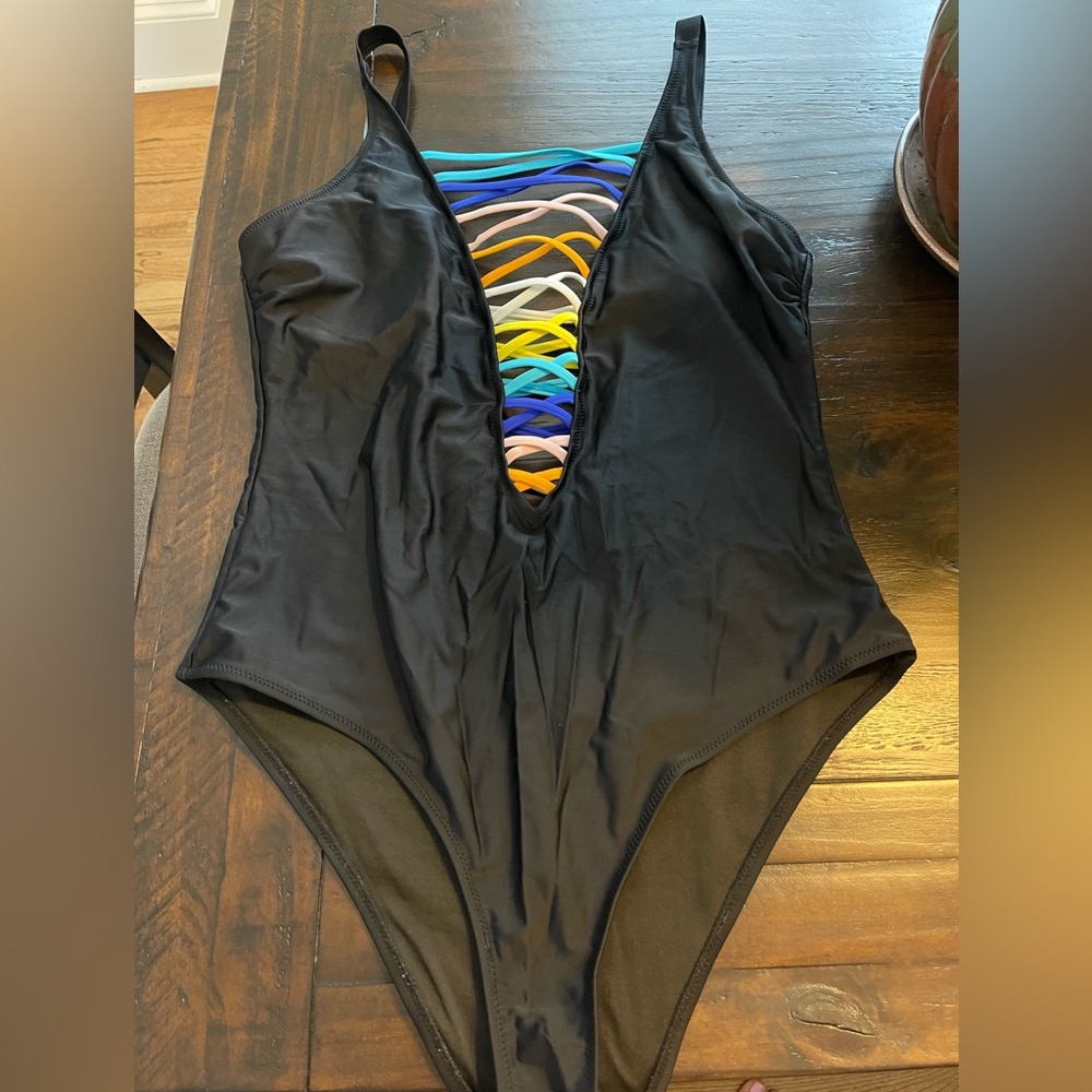 Low cut lace up one piece